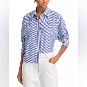 rag & bone Martha Striped Cotton Poplin Shirt Button Down Boxy XS Extra Small